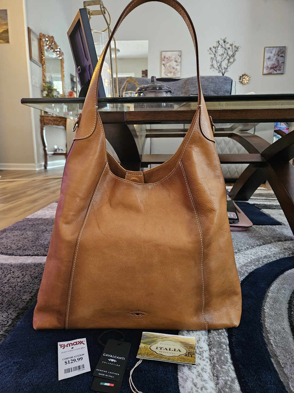 Cavalcanti Tan Leather Shoulder Bag